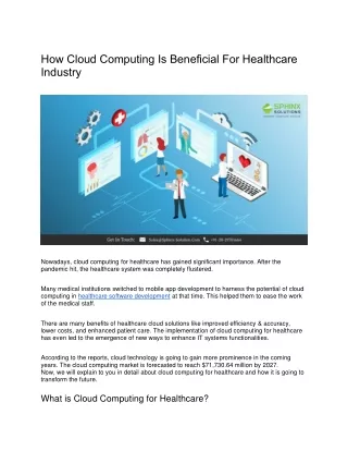 How Cloud Computing Is Beneficial For Healthcare Industry