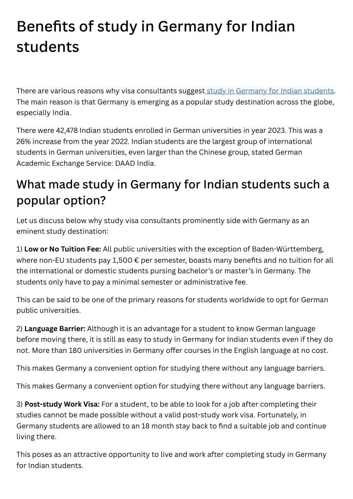 benefits of study in germany for indian students