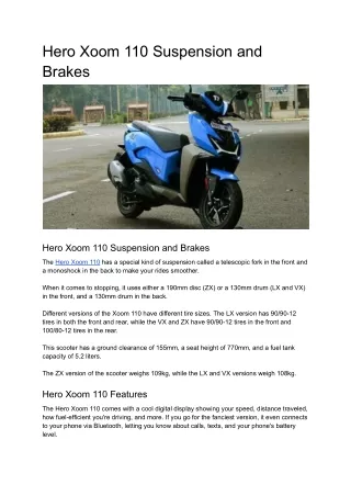 Hero Xoom 110 Suspension and Brakes
