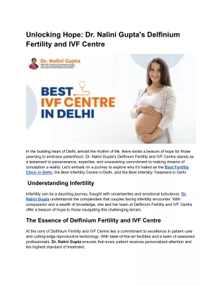 Find the best IVF Centre in Delhi