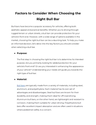 factors to consider when choosing the