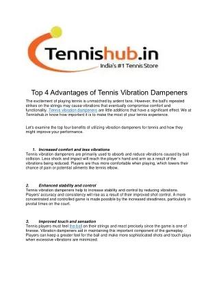 Top 4 Advantages of Tennis Vibration Dampeners