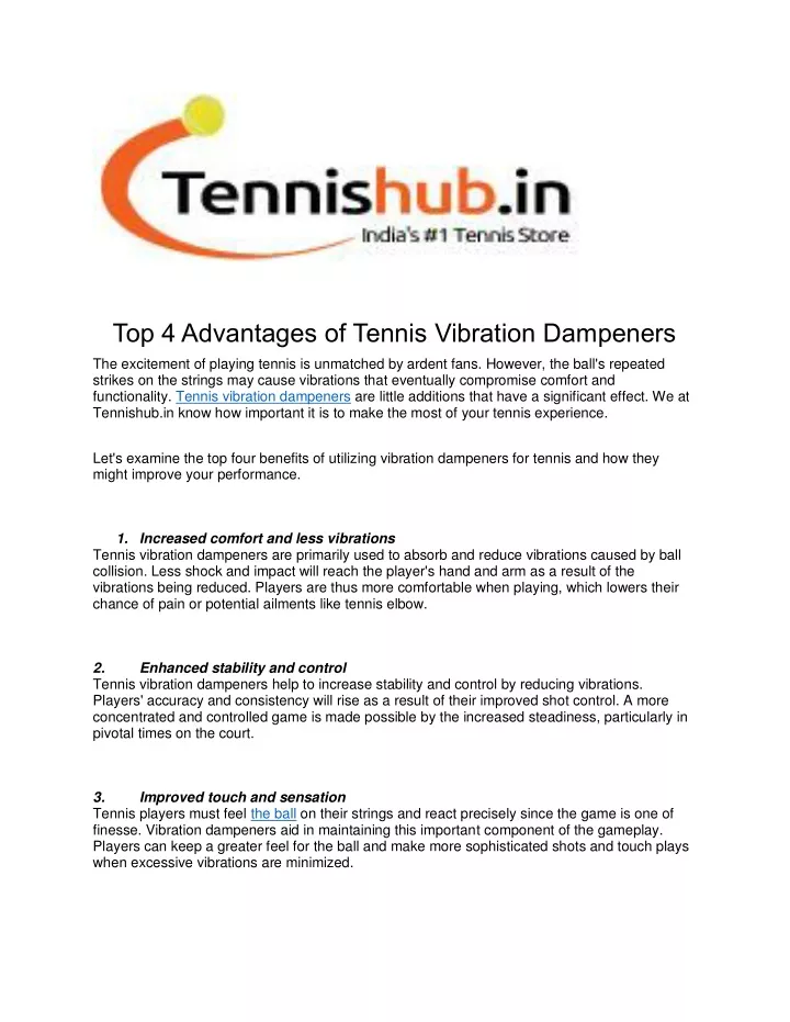 top 4 advantages of tennis vibration dampeners