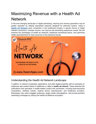Maximizing Revenue with a Health Ad Network