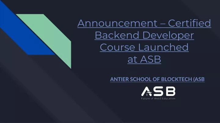 announcement certified backend developer course launched at asb