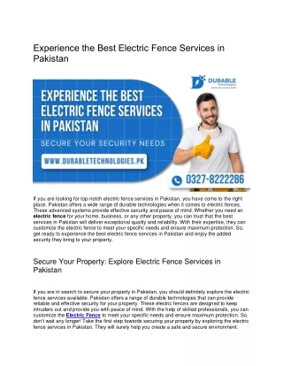 Experience the Best Electric Fence Services in Pakistan