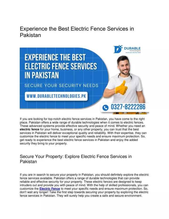 experience the best electric fence services