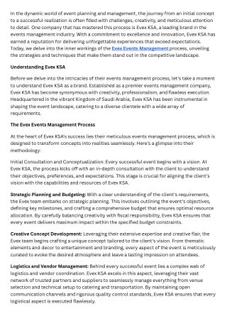 From Concept to Reality The Evex Events Management Process Revealed