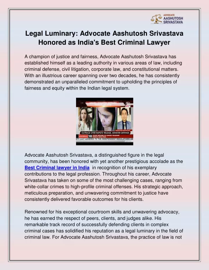 legal luminary advocate aashutosh srivastava