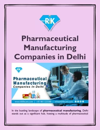 Pharmaceutical Manufacturing Companies in Delhi