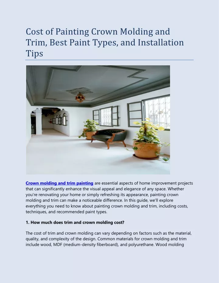 cost of painting crown molding and trim best