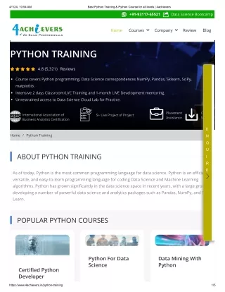 Join the best Python training with placement - 4achievers