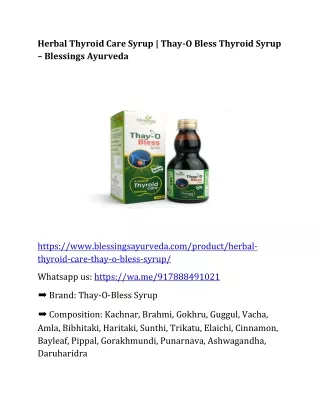 Herbal Thyroid Care Syrup | Thay-O Bless Thyroid Syrup – Blessings Ayurveda