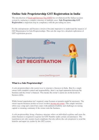 Online Sole Proprietorship GST Registration in India