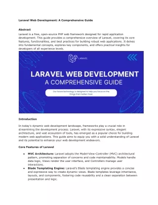 Laravel Web Development: A Comprehensive Guide