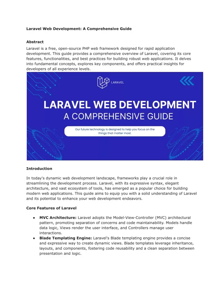 laravel web development a comprehensive guide