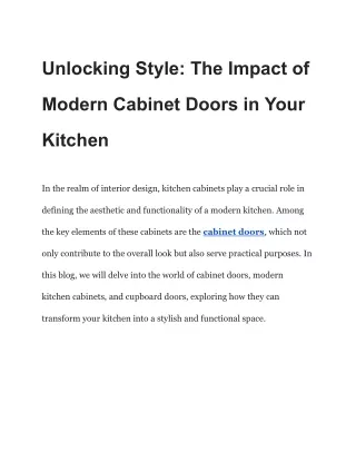 Unlocking Style_ The Impact of Modern Cabinet Doors in Your Kitchen