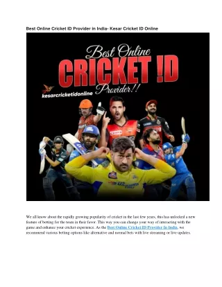 online cricket id Provider in India - kesar online cricket id
