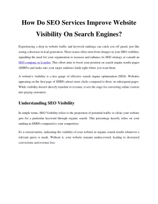 how do seo services improve website