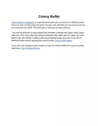 Colony Buffet