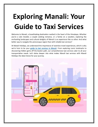 Exploring Manali - Your Guide to Taxi Services