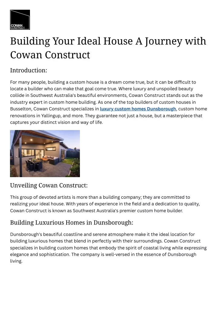 building your ideal house a journey with cowan