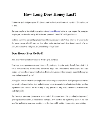 how long does honey last