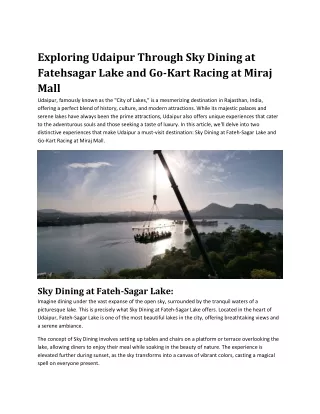 Exploring Udaipur Through Sky Dining at Fatehsagar Lake and Go
