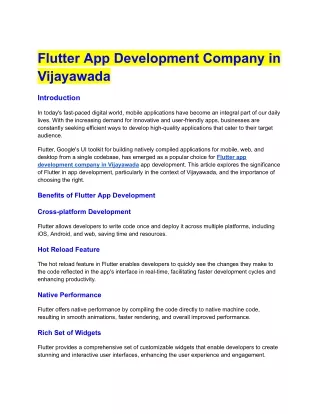 Flutter App Development Company in Vijayawada