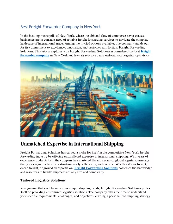 best freight forwarder company in new york best