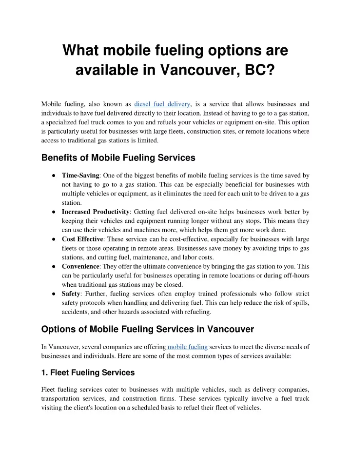 what mobile fueling options are available