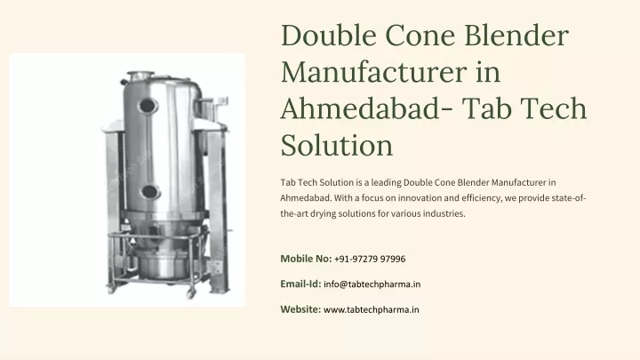 double cone blender manufacturer in ahmedabad