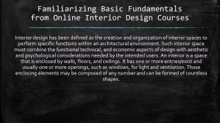 Familiarizing Basic Fundamentals from Online Interior Design Courses
