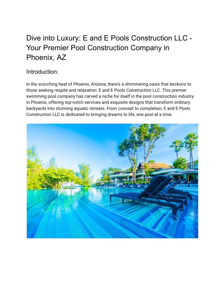 dive into luxury e and e pools construction