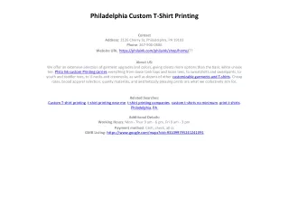 Philadelphia Custom T-Shirt Printing