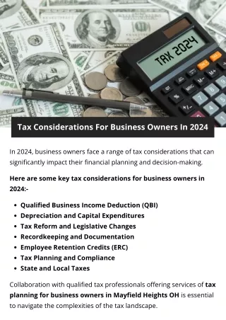 Tax Considerations For Business Owners In 2024