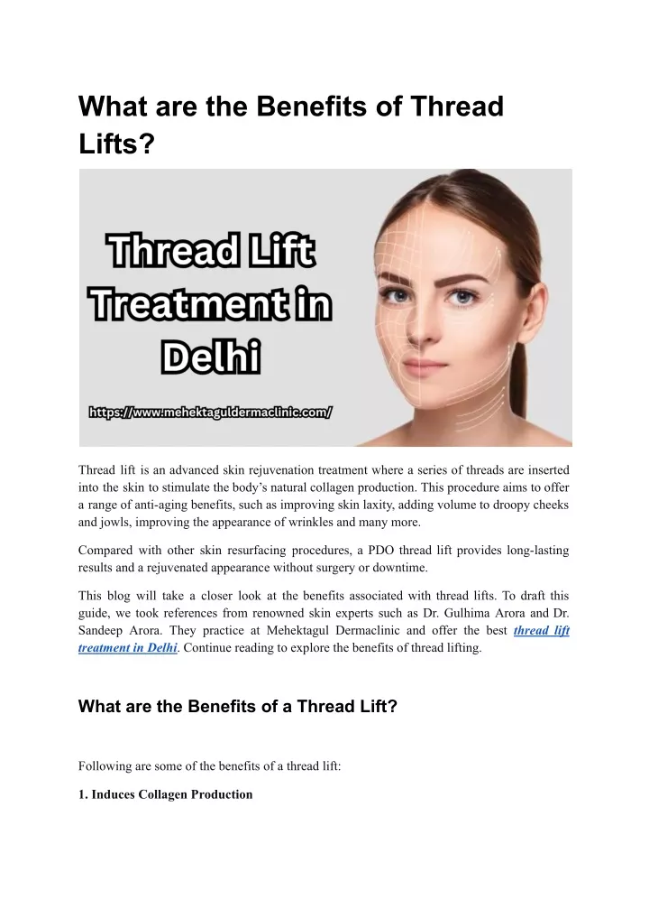 what are the benefits of thread lifts