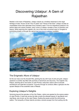 Discovering Udaipur_ A Gem of Rajasthan