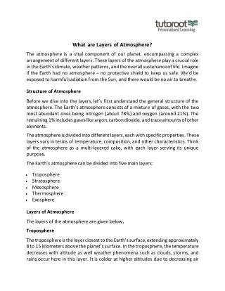 What are Layers of Atmosphere?