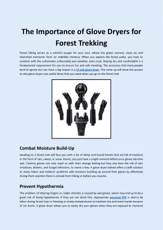 The Importance of Glove Dryers for Forest Trekking