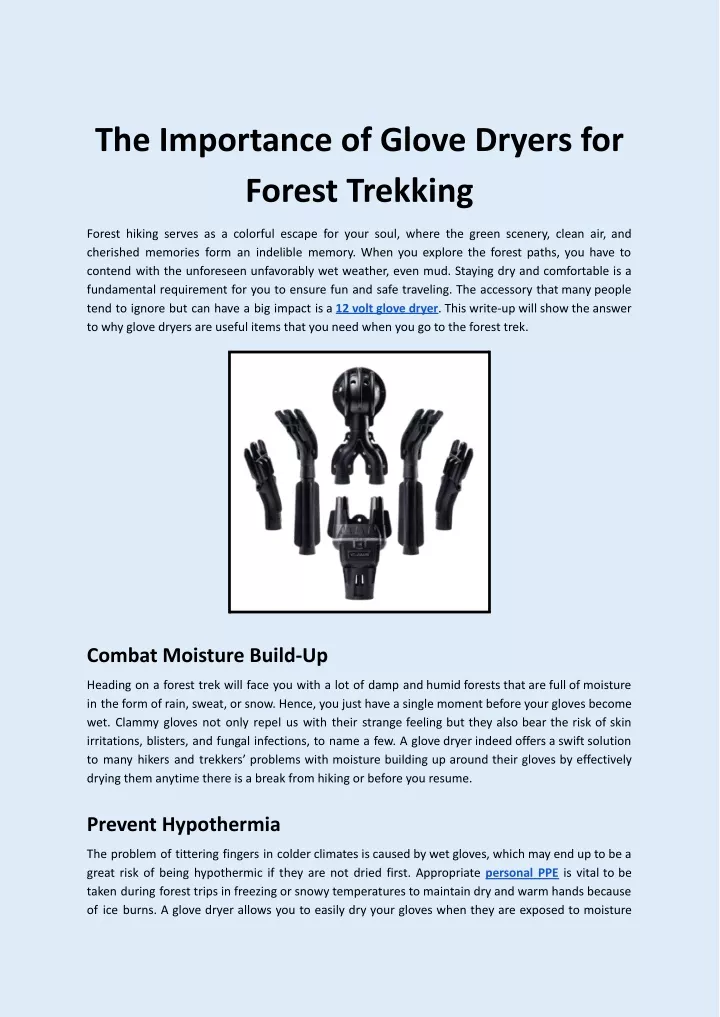 the importance of glove dryers for forest trekking