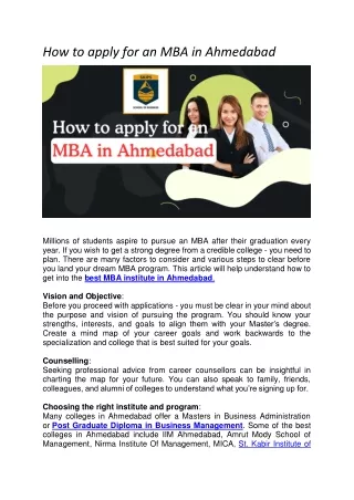 How to apply for an MBA in Ahmedabad