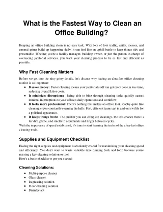 what is the fastest way to clean an office