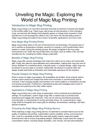 Unveiling the Magic Exploring the World of Magic Mug Printing