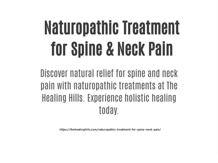 naturopathic treatment for spine neck pain