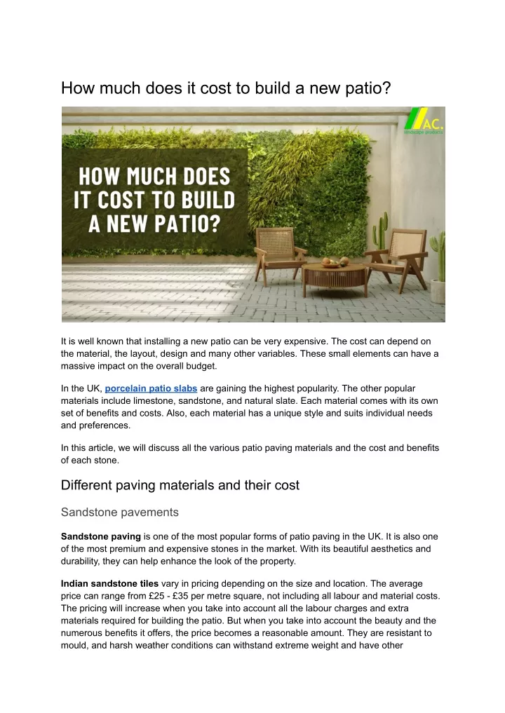 how much does it cost to build a new patio