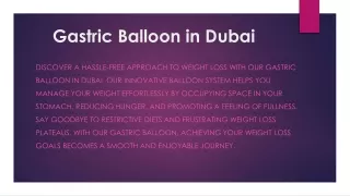 Gastric Balloon in Dubai