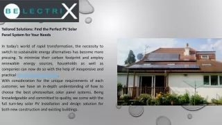 Tailored Solutions Find the Perfect PV Solar Panel System for Your Needs