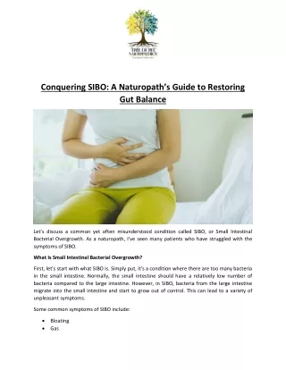Conquering SIBO: A Naturopath’s Guide to Restoring Gut Balance