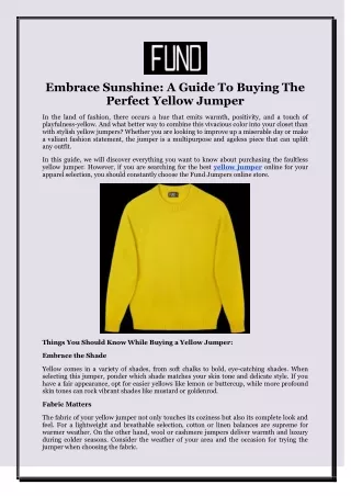 Embrace Sunshine A Guide To Buying The Perfect Yellow Jumper